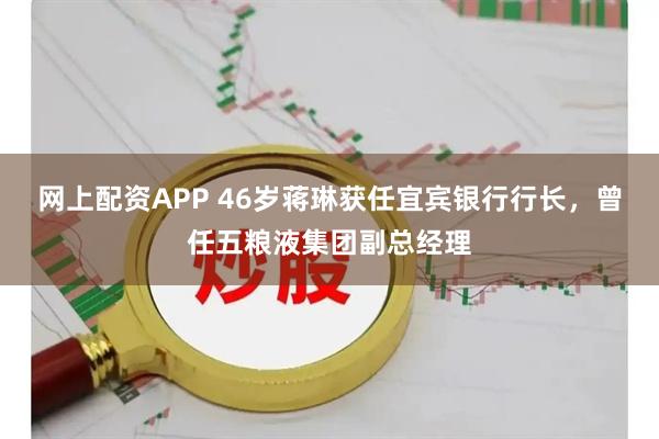 网上配资APP 46岁蒋琳获任宜宾银行行长，曾任五粮液集团副总经理