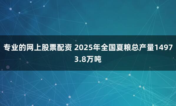 专业的网上股票配资 2025年全国夏粮总产量14973.8万吨